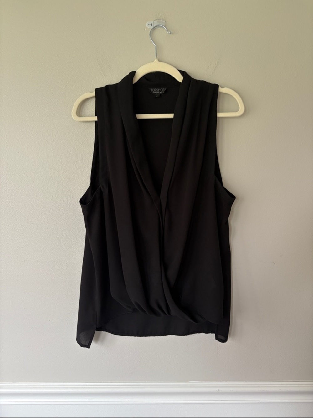 Topshop Black Draped V-Neck Sleeveless Top